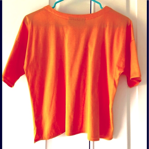 VTG 70s crop pima Cotton short sleeve button front Poppy color crop Top - Picture 8 of 8